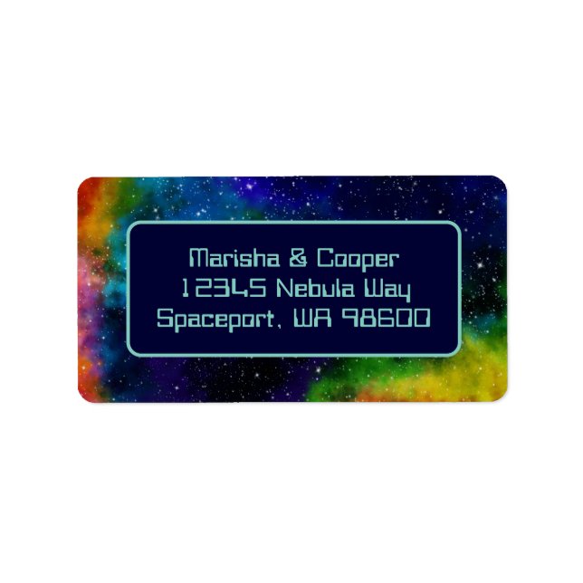 Galactic Sci-Fi Bröllop Adressetiketter (Framsidan)