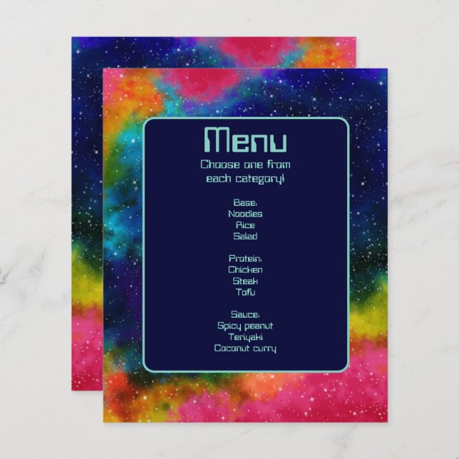 Galactic Sci-Fi Bröllop-menyn (Fram/baksida)