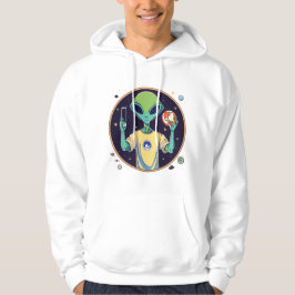Galactic Selfie Explorer - minimalistiskt Alien Hoodie