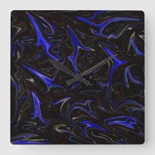 "Galactic Swirl: the Blue and Black Space Marble" Fyrkantig Klocka