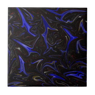 "Galactic Swirl: the Blue and Black Space Marble" Kakelplatta