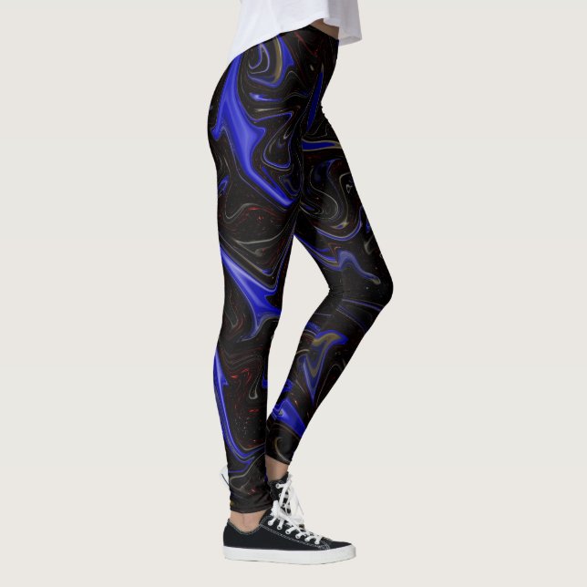 "Galactic Swirl: the Blue and Black Space Marble" Leggings (Höger)