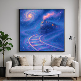 Galactic Tåg Track - Pastel Stil Fantasy Art Poster