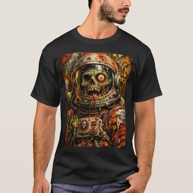 Galactic Undead: Zombie Astronaut Graphic Tee (Framsida)