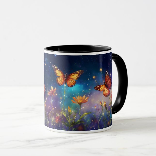 Galactic Wildblomma och Butterfly: Dreamy Univers Mugg (Framsida höger)