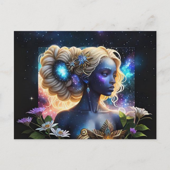 *~* Galactic Women Fantasy Cosmic AP58 Galaxy Helg Vykort (Framsida)