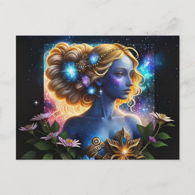 *~* Galactic Women Fantasy Cosmic AP58 Galaxy Helg Vykort (Framsida)