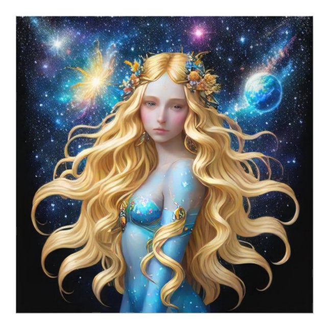 *~* Galactic Women Fantasy Cosmic Planets AP58 Fototryck (Framsidan)