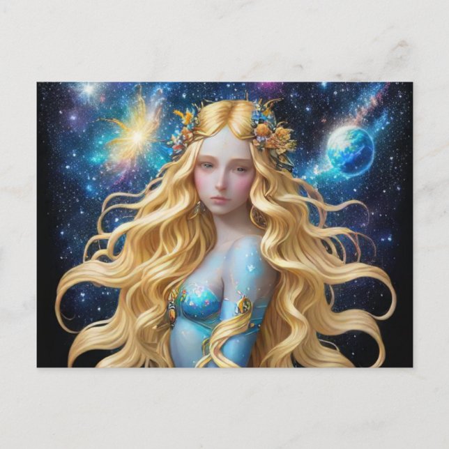 *~* Galactic Women Fantasy Cosmic Planets AP58 Helg Vykort (Framsida)