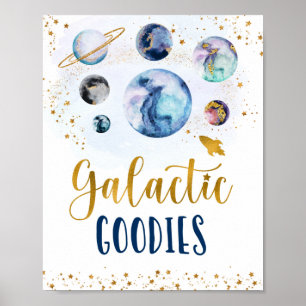 Galactice Goodies Galaxy Blue Guld Space Birthday Poster