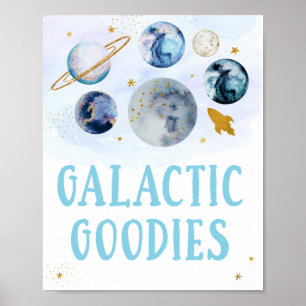 Galactice Goodies Galaxy Blue Guld Space Birthday Poster