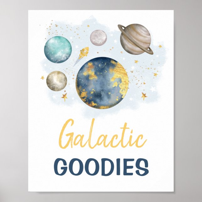 Galactice Goodies Rymden Galaxy Boy Birthday Poster (Framsidan)