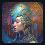 Galactice Queen Science fiction Fantasy Art Fyrkantigt Klistermärke<br><div class="desc">Fantasy Art products by The Lunarium.</div>