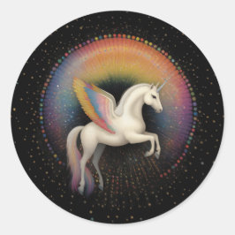 Galactice Unicorn Rainbow Färgad Stars Deep Space Runt Klistermärke