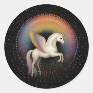Galactice Unicorn Rainbow Färgad Stars Deep Space Runt Klistermärke