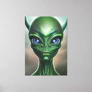 Galactisk Grönt Alien Kanvastryck
