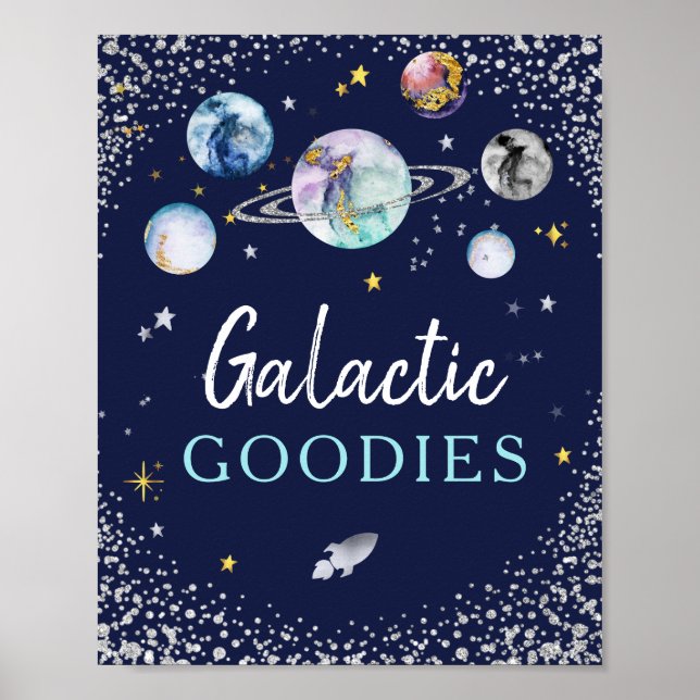 Galactiska Goodies Space Galaxy Birthday Poster (Framsidan)