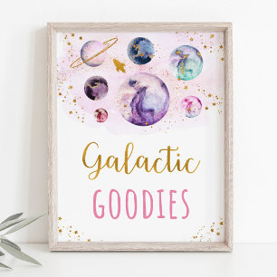 Galactiskt Goodies Rosa Guld Space Birthday Poster