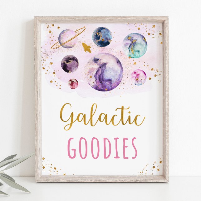 Galactiskt Goodies Rosa Guld Space Birthday Poster (Skapare uppladdad)
