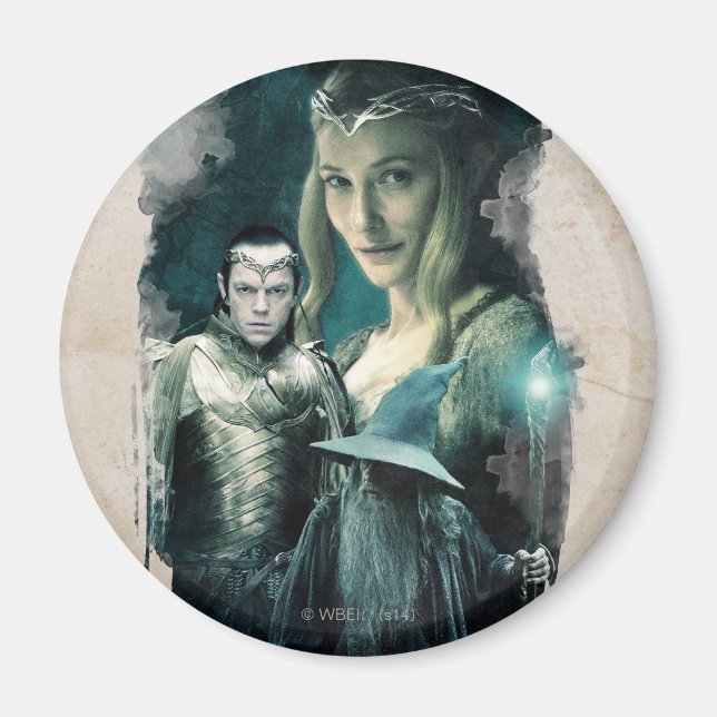 Galadriel, ELROND™ och Gandalf-grafik Magnet (Framsidan)