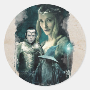 Galadriel, ELROND™ och Gandalf-grafik Runt Klistermärke