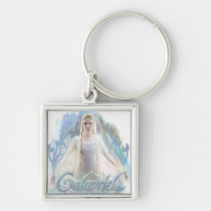 Galadriel med Namn Fyrkantig Silverfärgad Nyckelring