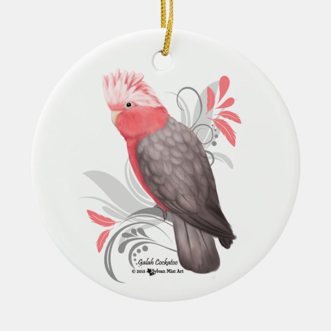 Galah Cockatoo Julgransprydnad Keramik (Framsidan)