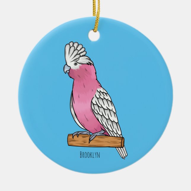 Galah-fågel serieillustration  julgransprydnad keramik (Framsidan)