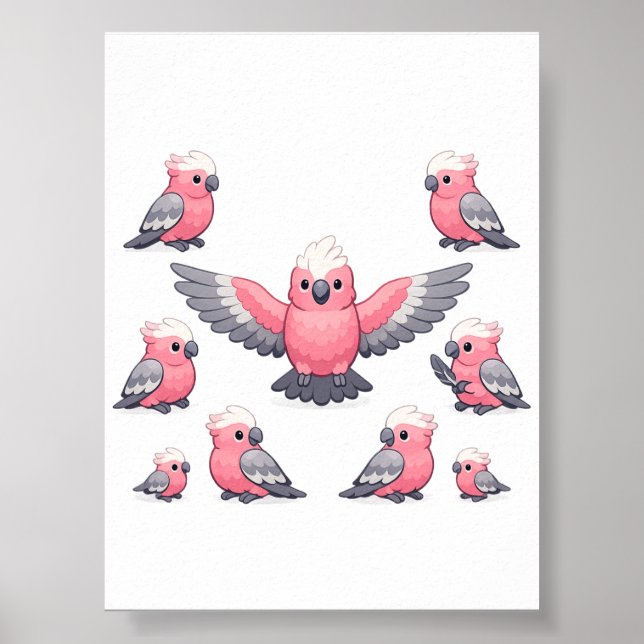 Galah-kakadumönster Rosa papegoja Rolig fågel Poster (Framsidan)