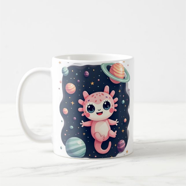 Galaktisk Axolotl Kosmisk Rymd Kawaii - Söt Rymd  Kaffemugg (Vänster)