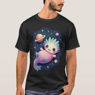 Galaktisk Axolotl Rymd Katt Älskare Kawaii T Shirt