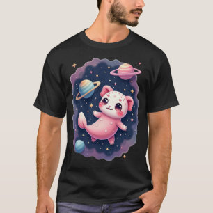 Galaktisk Axolotl Rymd Katt Kawaii Klistermärke Sö T Shirt