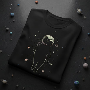 Galaktisk Katt Voyager Design – Rymdkatt Astronaut T Shirt
