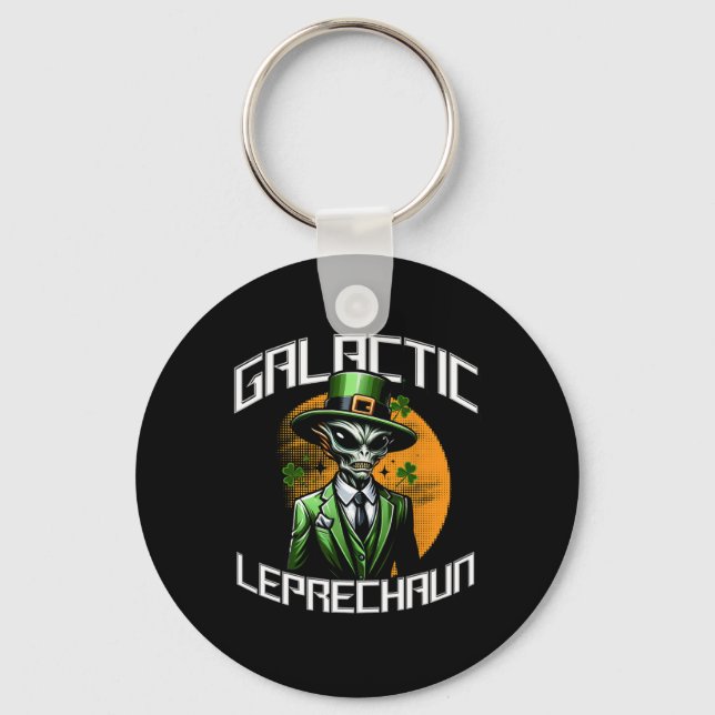 Galaktisk Leprechaun Saint Patricks Day Utomjordin Nyckelring (Framsida)
