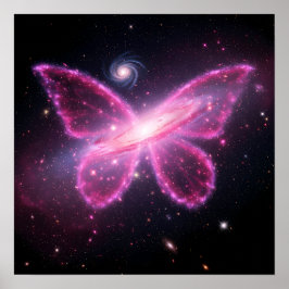 Galaktisk ljusfjäril i en kosmisk himmel poster