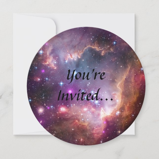 Galaktisk Rymden Lila Nebulae Inbjudningar (Framsida)