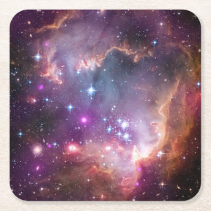 Galaktisk Rymden Lila Nebulae Underlägg Papper Kvadrat