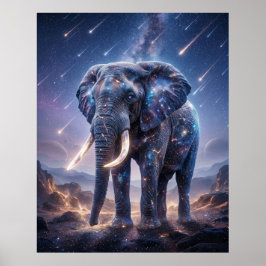 Galaktiska Elefant Stjärnfall Himmel Poster
