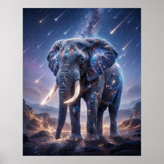 Galaktiska Elefant Stjärnfall Himmel Poster