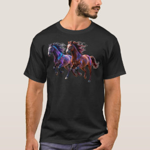 Galaktiska löpande neon-mystiska hästar Parfantas T Shirt