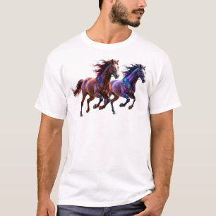 Galaktiska löpande neon-mystiska hästar Parfantas T Shirt