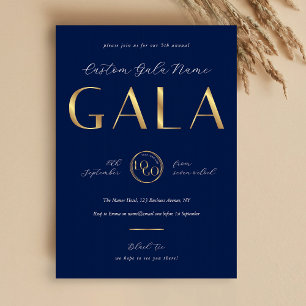 Galakväll Navy & Gold Logotyp Business Insamlingse Inbjudningar