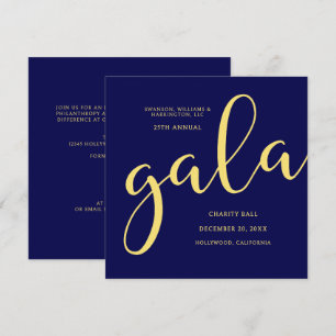 Galakväll Välgörenhetsinsamling Elegant Blå Guld Inbjudningar