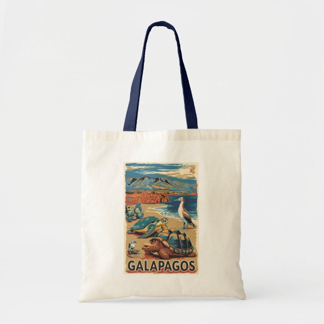 Galapagos Animals Travel Art Vintage Tygkasse (Framsidan)