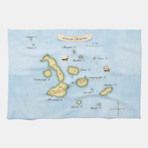 Galapagos Archipelago Nautical Karta med Fraktas K Kökshandduk