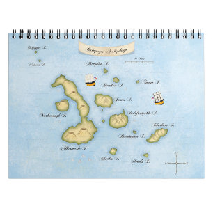 Galapagos Archipelago Nautical Karta med Fraktaser Anteckningsbok