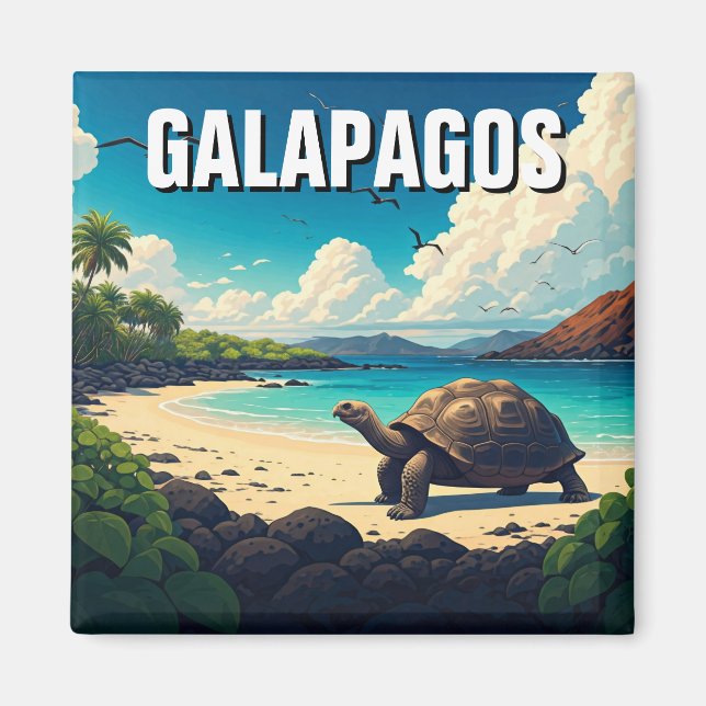 Galapagos Giant Tortoise Postcard Magnet (Framsidan)