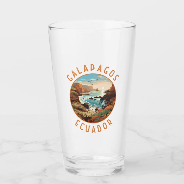 Galapagos Islands Retro Distress Circle Glaskopp (Framsida)