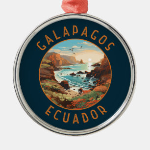 Galapagos Islands Retro Distress Circle Julgransprydnad Metall
