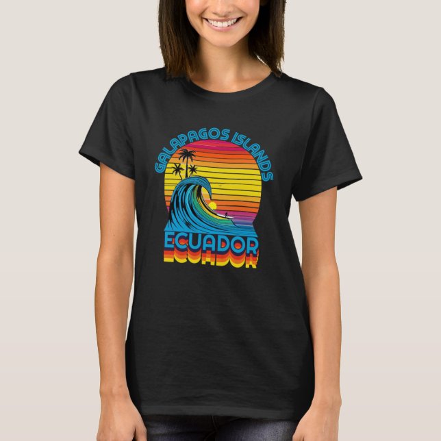 Galapagos Islands Retro Throwback Surfa & Beach So T Shirt (Framsida)